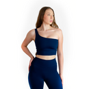 Conjunto Calça Legging + Top Um Ombro em Poliamida Tech
