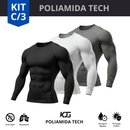 Kit 3 Camisa Térmica Proteção UV50+ Segunda Pele Manga Longa