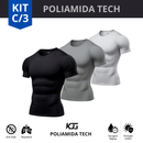 Kit 3 Camisa Compressão Masculina em Poliamida Tech