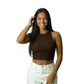 Top Cropped Feminino Regata Camada Dupla Poliamida Liso