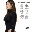 Body Poliamida Gola Alta Manga Longa Segunda Pele Feminino