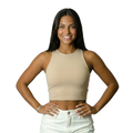 Top Cropped Feminino Regata Camada Dupla Poliamida Liso