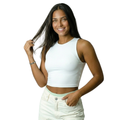 Top Cropped Feminino Regata Camada Dupla Poliamida Liso