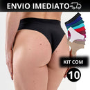 KIT 10 Calcinhas Tanga Laser Sem Costura Microfibra Com Forro de Algodão e Não Marca