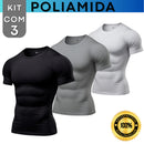 Kit com 3 Camisa Poliamida Masculina Compressão Manga Curta Térmica Anti Odor Uv50+ Academia Raglan (Cópia)