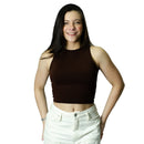 Top Cropped POLIAMIDA Premium Forro Duplo Regata Feminino Básico Liso Camada Dupla
