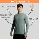 Kit 3 Camisa Poliamida Uv50+ Masculina Térmica Anti Odor Proteção Solar Segunda Pele Manga Longa KJG