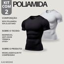 Kit com 2 Camisa Poliamida Masculina Compressão Manga Curta Térmica Anti Odor Uv50+ Academia Raglan