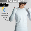 Kit 2 Camisa Poliamida Uv50+ Masculina Manga Longa Compressão Térmica Anti Odor Segunda Pele Raglan