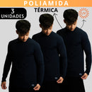 Kit 3 Camisa Poliamida Uv50+ Masculina Térmica Anti Odor Proteção Solar Segunda Pele Manga Longa KJG