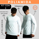 Kit 2 Camisa Poliamida Uv50+ Masculina Térmica Anti Odor Proteção Solar Segunda Pele Manga Longa KJG
