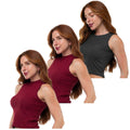 Kit 3 Cropped Canelado Mircrofibra Sem Manga Blusinha Regata Basica