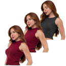 Kit 3 Cropped Canelado Mircrofibra Sem Manga Blusinha Regata Basica
