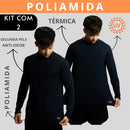 Kit 2 Camisa Poliamida Uv50+ Masculina Térmica Anti Odor Proteção Solar Segunda Pele Manga Longa KJG