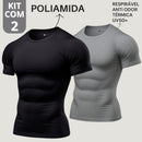 Kit com 2 Camisa Poliamida Masculina Compressão Manga Curta Térmica Anti Odor Uv50+ Academia Raglan
