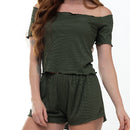 Conjunto Pijama Baby Doll Blusinha Ciganinha Canelado Feminino Manga Curta