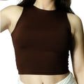 Top Cropped POLIAMIDA Premium Forro Duplo Regata Feminino Básico Liso Camada Dupla