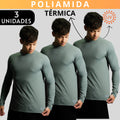 Kit 3 Camisa Poliamida Uv50+ Masculina Térmica Anti Odor Proteção Solar Segunda Pele Manga Longa KJG