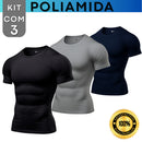 Kit com 3 Camisa Poliamida Masculina Compressão Manga Curta Térmica Anti Odor Uv50+ Academia Raglan (Cópia)