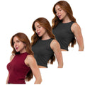 Kit 3 Cropped Canelado Mircrofibra Sem Manga Blusinha Regata Basica
