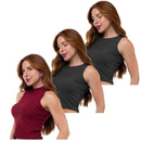 Kit 3 Cropped Canelado Mircrofibra Sem Manga Blusinha Regata Basica