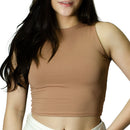 Top Cropped POLIAMIDA Premium Forro Duplo Regata Feminino Básico Liso Camada Dupla