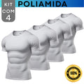 Kit com 4 Camisa Poliamida Masculina Compressão Manga Curta Térmica Anti Odor Uv50+ Academia Raglan