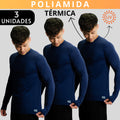 Kit 3 Camisa Poliamida Uv50+ Masculina Térmica Anti Odor Proteção Solar Segunda Pele Manga Longa KJG