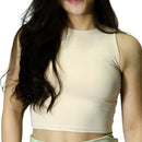 Top Cropped POLIAMIDA Premium Forro Duplo Regata Feminino Básico Liso Camada Dupla