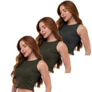 Kit 3 Cropped Canelado Mircrofibra Sem Manga Blusinha Regata Basica