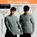 Kit 2 Camisa Poliamida Uv50+ Masculina Térmica Anti Odor Proteção Solar Segunda Pele Manga Longa KJG