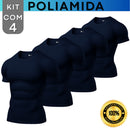 Kit com 4 Camisa Poliamida Masculina Compressão Manga Curta Térmica Anti Odor Uv50+ Academia Raglan