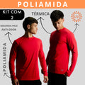Kit 2 Camisa Poliamida Uv50+ Masculina Térmica Anti Odor Proteção Solar Segunda Pele Manga Longa KJG