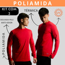 Kit 2 Camisa Poliamida Uv50+ Masculina Térmica Anti Odor Proteção Solar Segunda Pele Manga Longa KJG