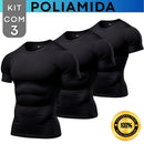 Kit com 3 Camisa Poliamida Masculina Compressão Manga Curta Térmica Anti Odor Uv50+ Academia Raglan (Cópia)