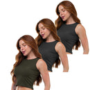 Kit 3 Cropped Canelado Mircrofibra Sem Manga Blusinha Regata Basica