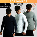 Kit 3 Camisa Poliamida Uv50+ Masculina Térmica Anti Odor Proteção Solar Segunda Pele Manga Longa KJG