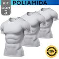 Kit com 3 Camisa Poliamida Masculina Compressão Manga Curta Térmica Anti Odor Uv50+ Academia Raglan (Cópia)