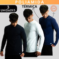 Kit 3 Camisa Poliamida Uv50+ Masculina Térmica Anti Odor Proteção Solar Segunda Pele Manga Longa KJG