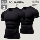 Kit com 2 Camisa Poliamida Masculina Compressão Manga Curta Térmica Anti Odor Uv50+ Academia Raglan