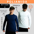 Kit 2 Camisa Poliamida Uv50+ Masculina Térmica Anti Odor Proteção Solar Segunda Pele Manga Longa KJG