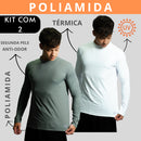Kit 2 Camisa Poliamida Uv50+ Masculina Térmica Anti Odor Proteção Solar Segunda Pele Manga Longa KJG