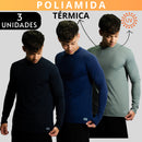Kit 3 Camisa Poliamida Uv50+ Masculina Térmica Anti Odor Proteção Solar Segunda Pele Manga Longa KJG
