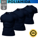 Kit com 3 Camisa Poliamida Masculina Compressão Manga Curta Térmica Anti Odor Uv50+ Academia Raglan (Cópia)