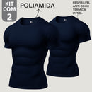 Kit com 2 Camisa Poliamida Masculina Compressão Manga Curta Térmica Anti Odor Uv50+ Academia Raglan