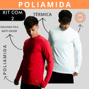 Kit 2 Camisa Poliamida Uv50+ Masculina Térmica Anti Odor Proteção Solar Segunda Pele Manga Longa KJG