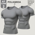 Kit com 2 Camisa Poliamida Masculina Compressão Manga Curta Térmica Anti Odor Uv50+ Academia Raglan