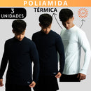 Kit 3 Camisa Poliamida Uv50+ Masculina Térmica Anti Odor Proteção Solar Segunda Pele Manga Longa KJG