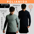 Kit 2 Camisa Poliamida Uv50+ Masculina Térmica Anti Odor Proteção Solar Segunda Pele Manga Longa KJG