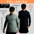 Kit 2 Camisa Poliamida Uv50+ Masculina Térmica Anti Odor Proteção Solar Segunda Pele Manga Longa KJG